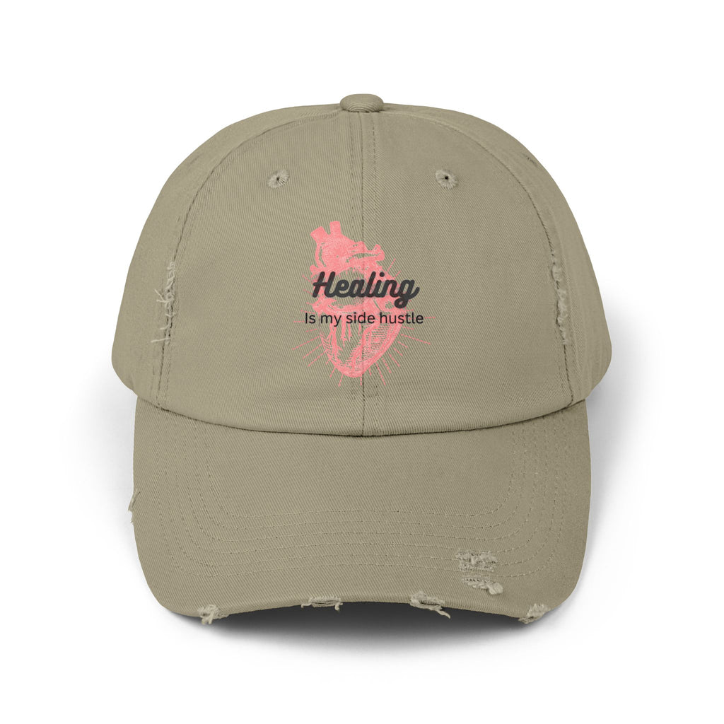 "Healing is my side hustle" Distressed Cap