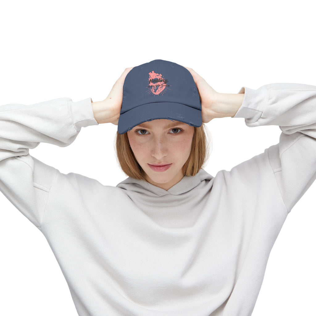 "Healing is my side hustle" Distressed Cap