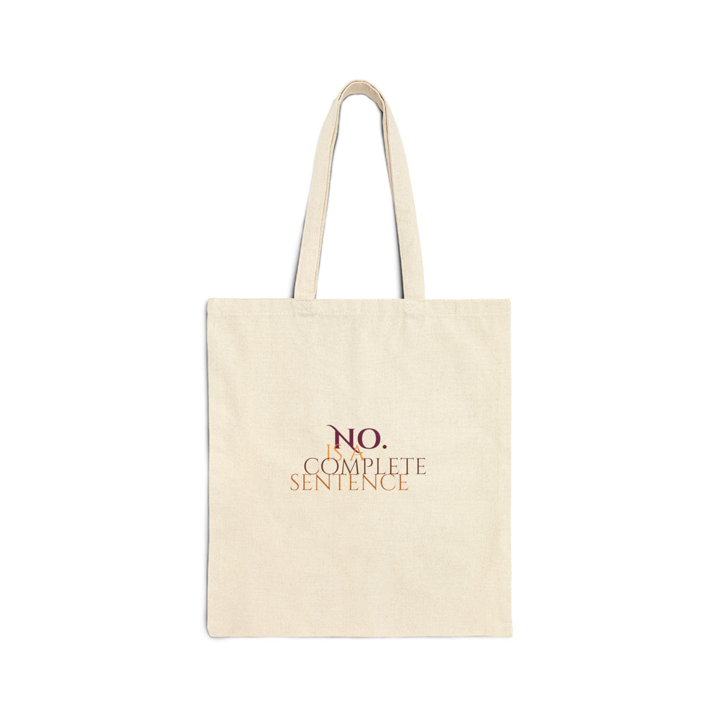"No. Complete Sentence" Minimalist Cotton Canvas Tote