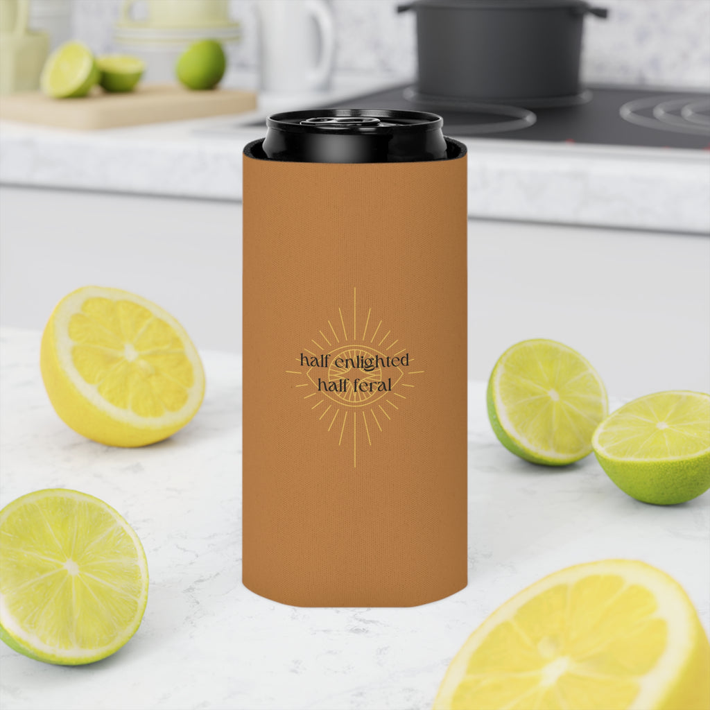 "Half Enlightened Half Feral"  Can Cooler
