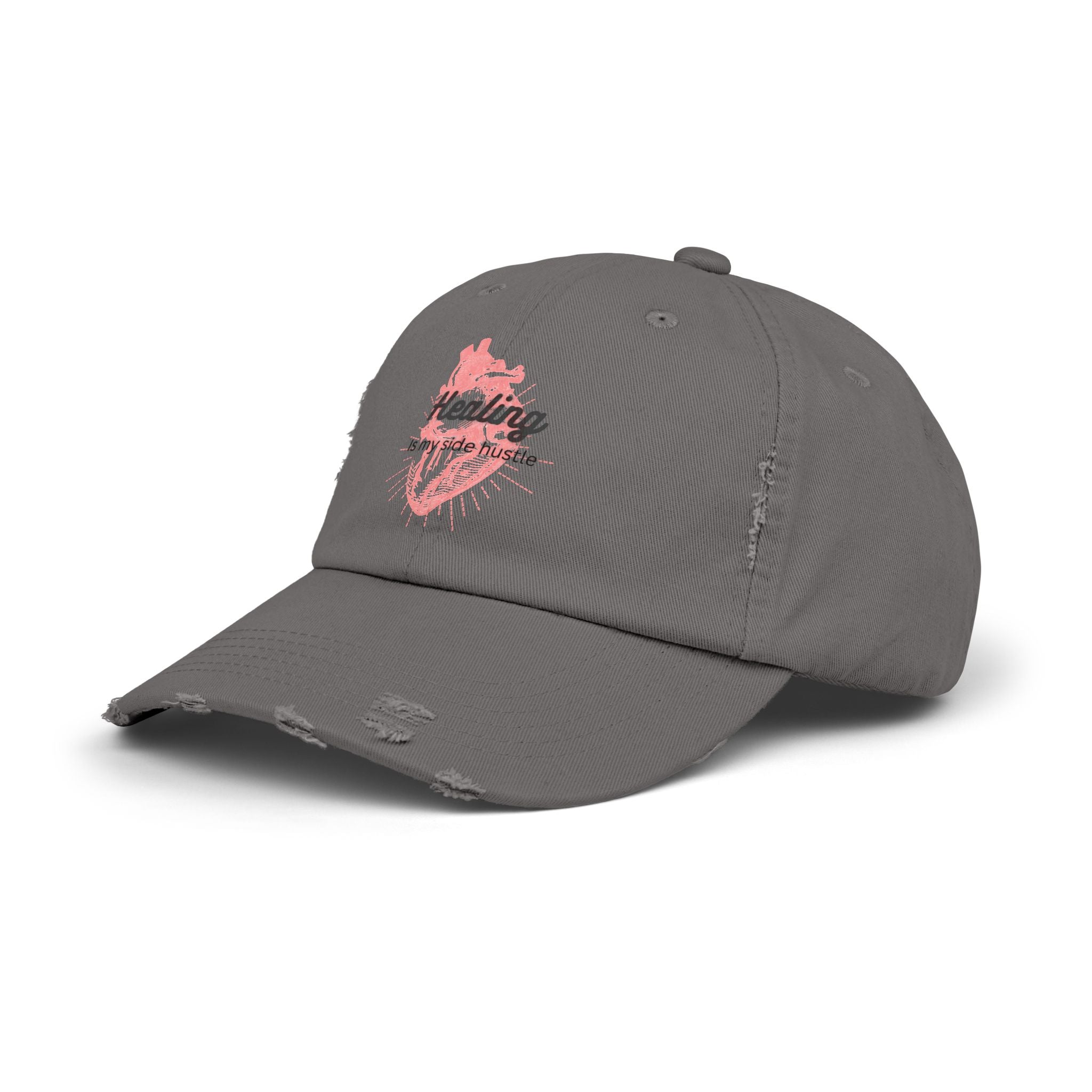 "Healing is my side hustle" Distressed Cap