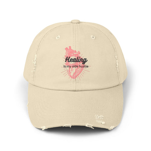 "Healing is my side hustle" Distressed Cap