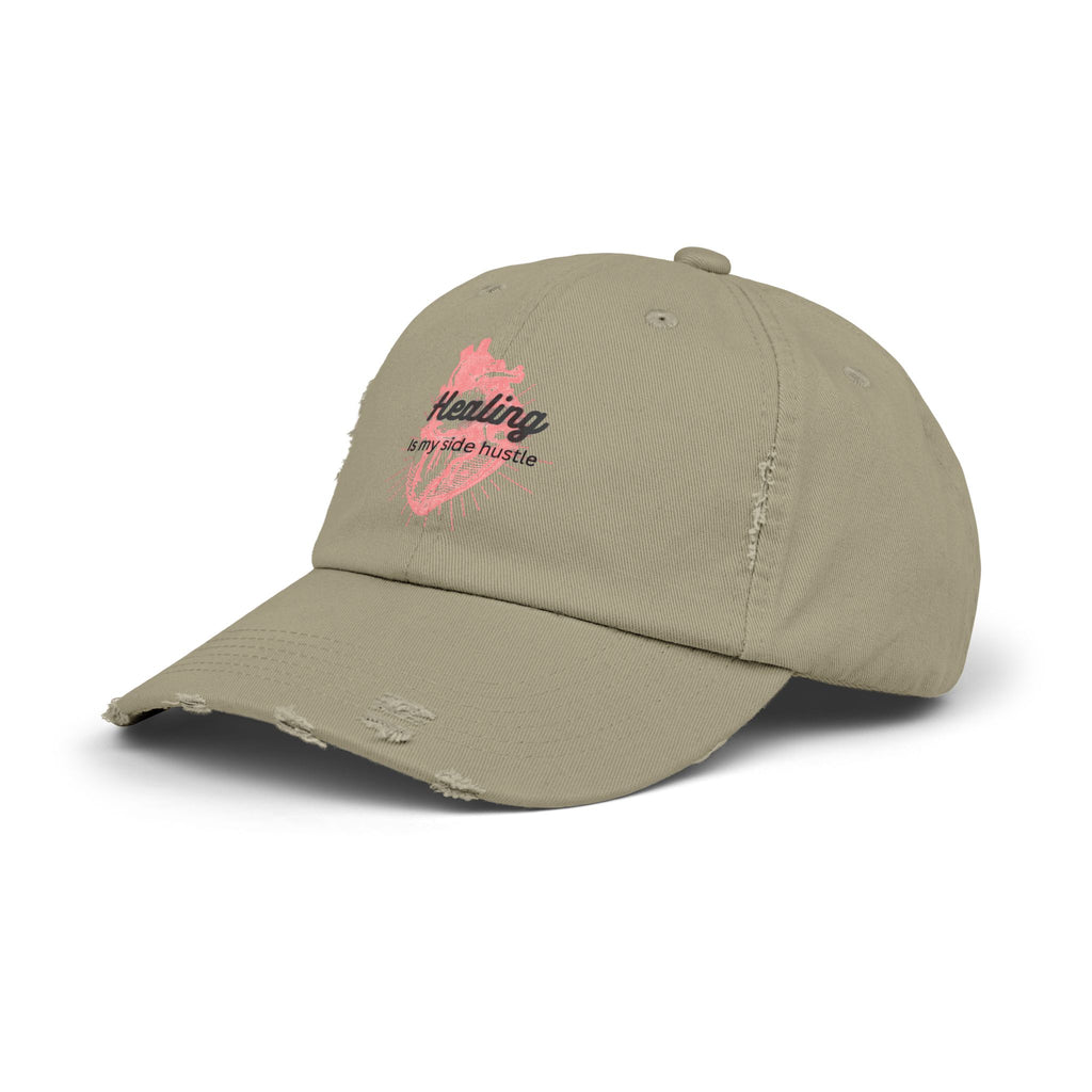 "Healing is my side hustle" Distressed Cap