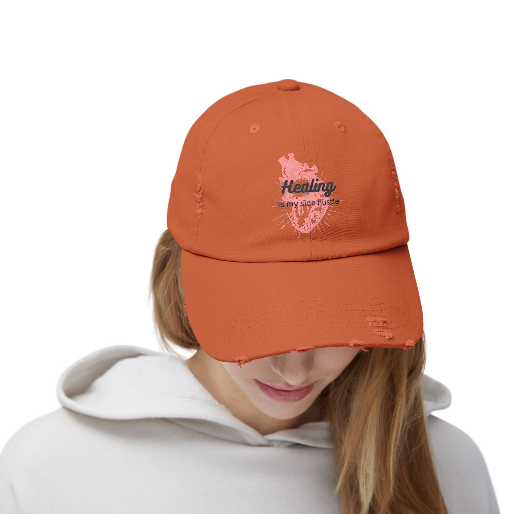 "Healing is my side hustle" Distressed Cap