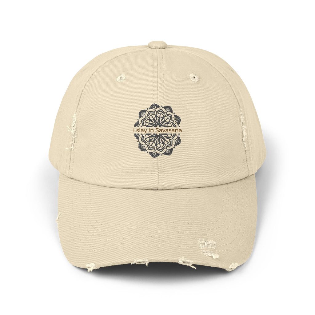I Slay in Savasana Distressed Dad Hat