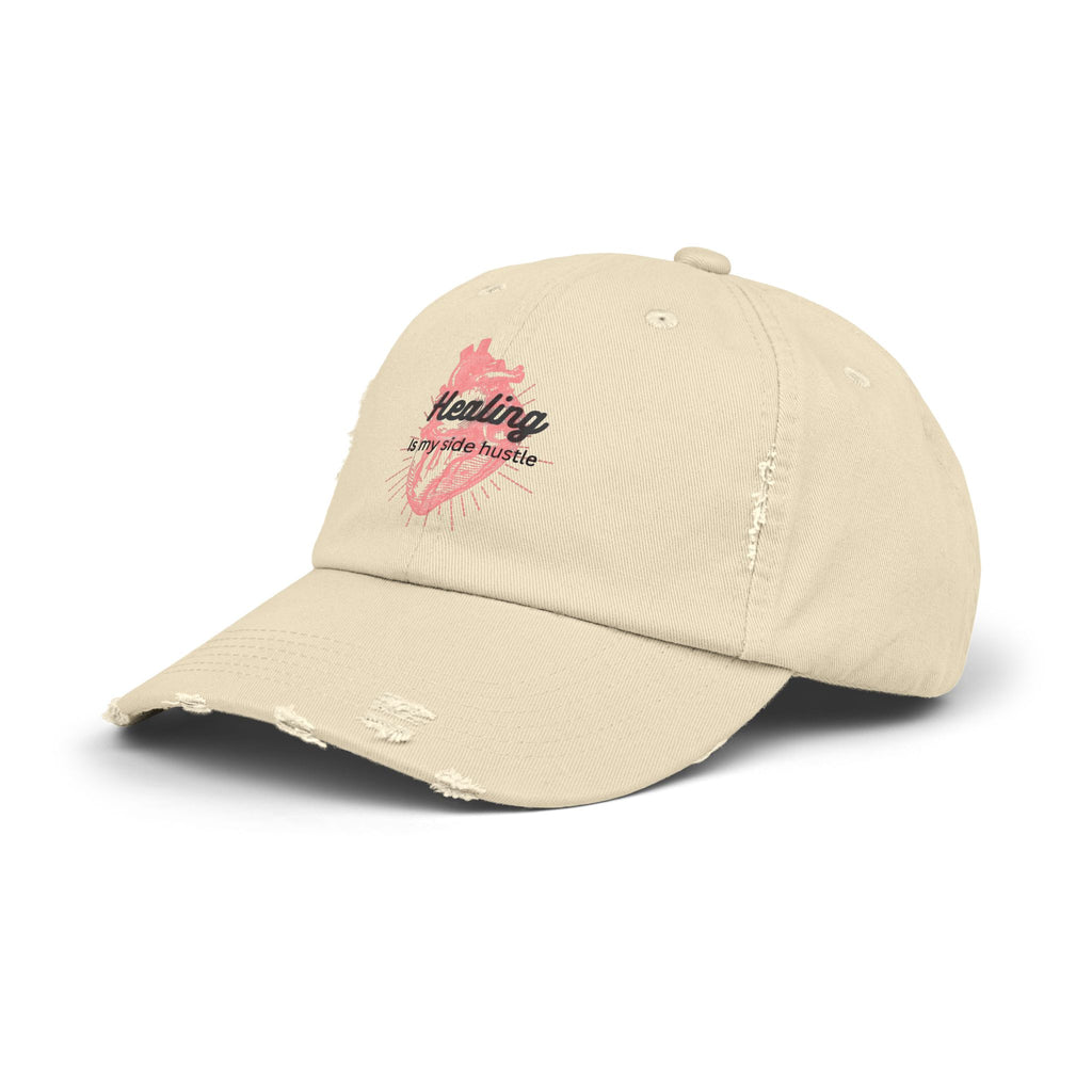 "Healing is my side hustle" Distressed Cap