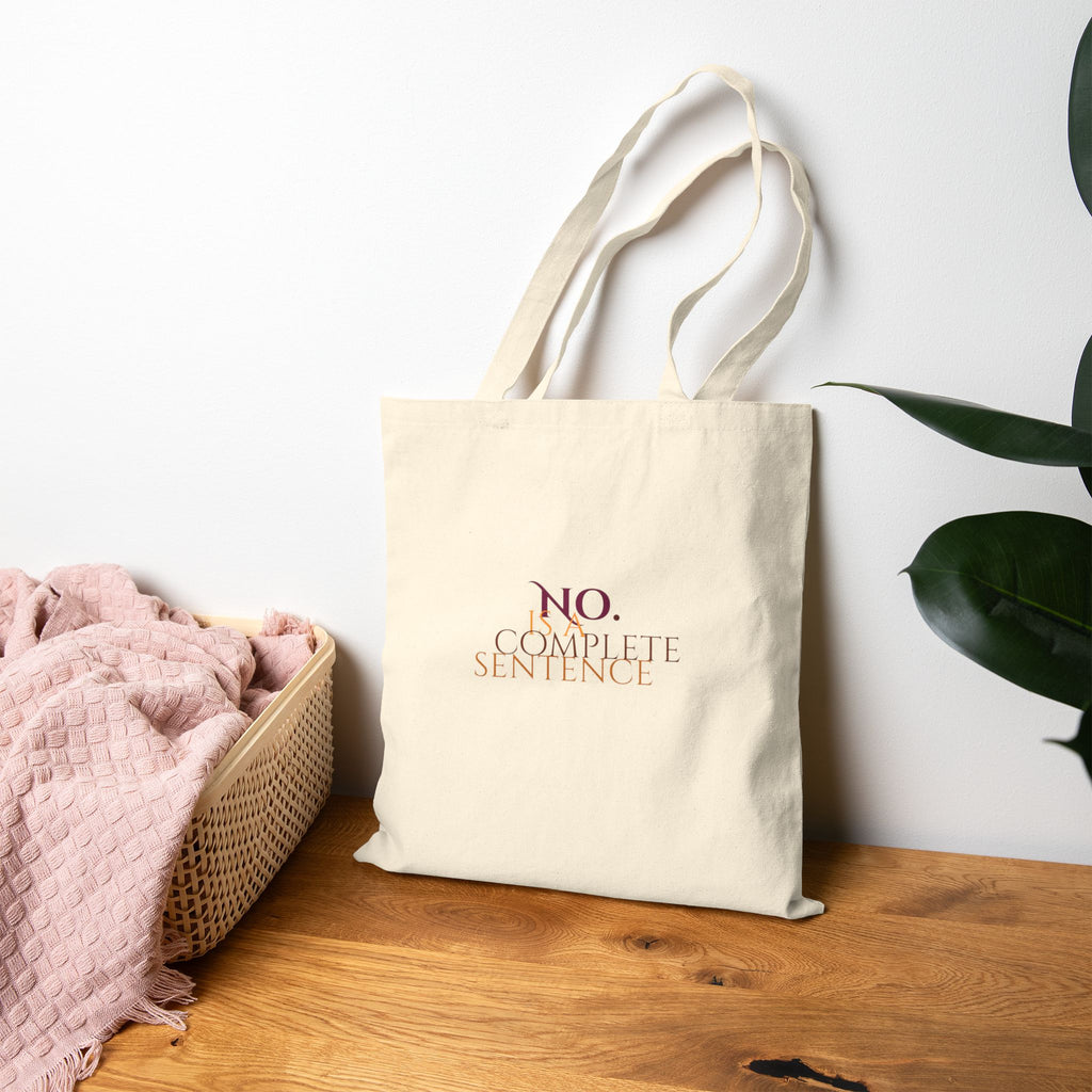 "No. Complete Sentence" Minimalist Cotton Canvas Tote