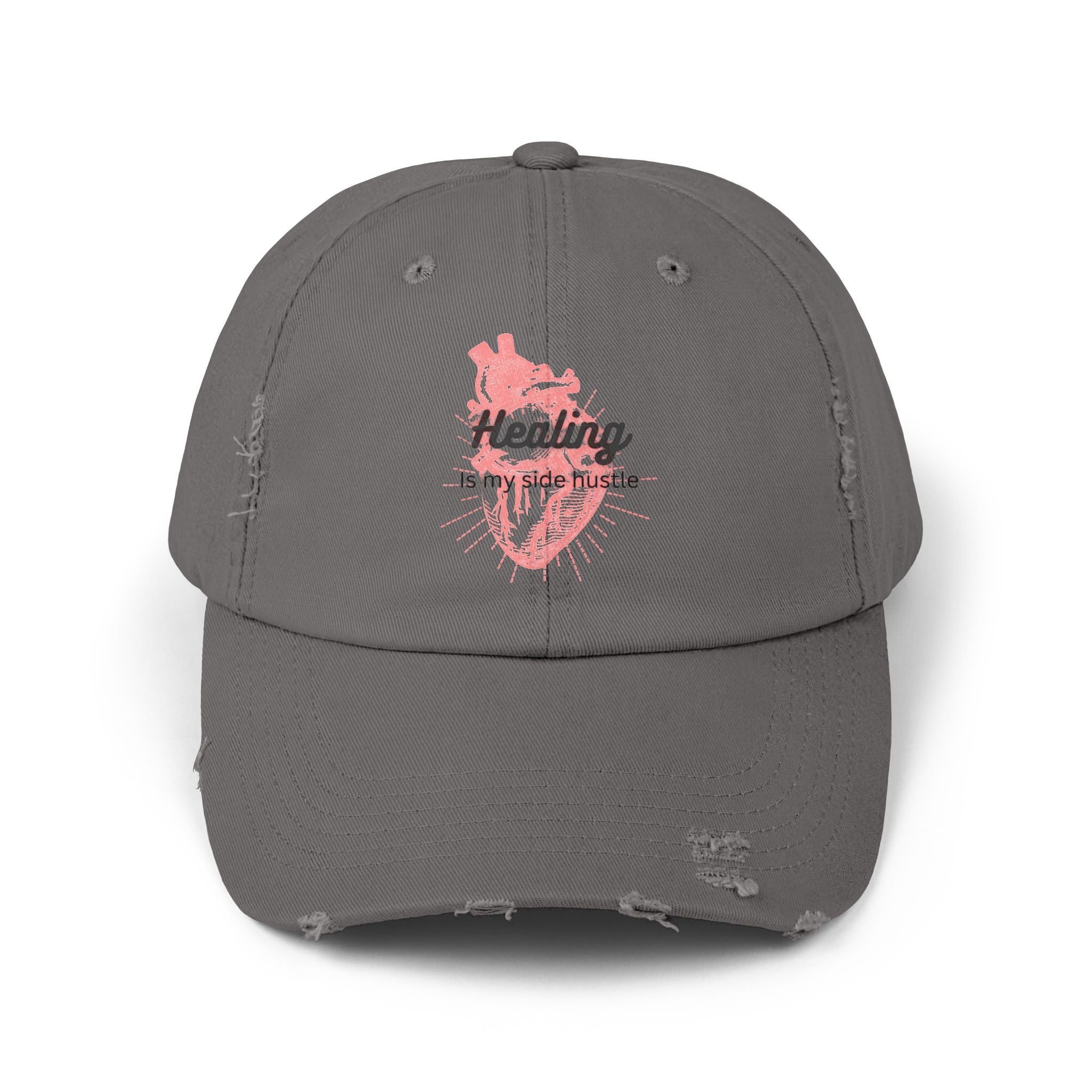 "Healing is my side hustle" Distressed Cap