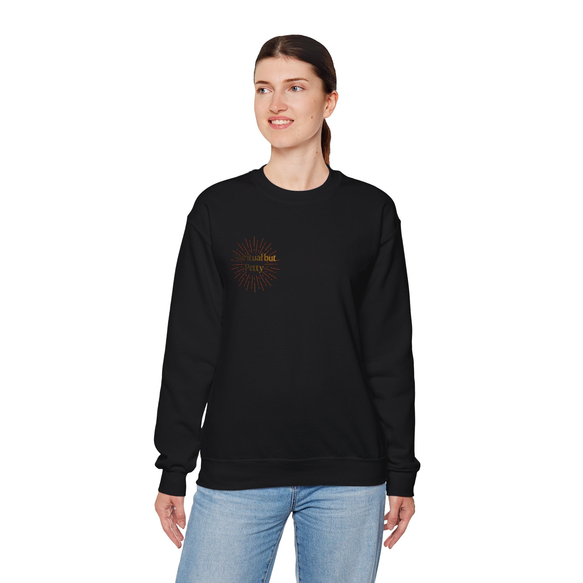 "Spiritual But Petty" Sweatshirt — Sage, Manifest & Screenshot Crewneck